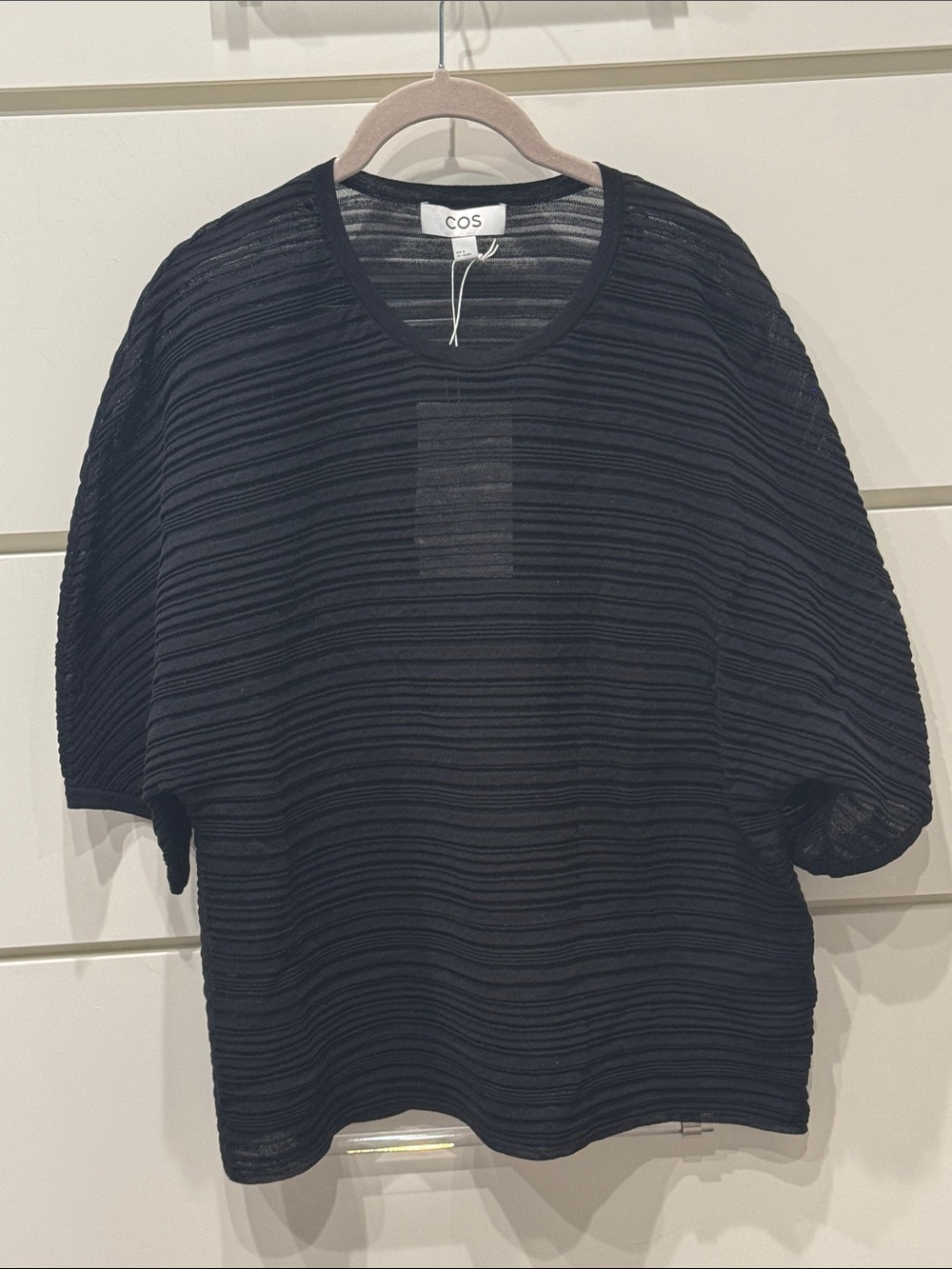 COS Black Textured Short Sleeve Crew Shirt